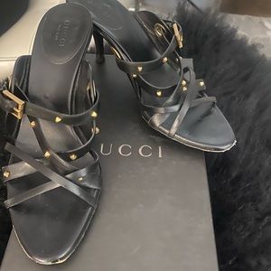 Gucci spiked black heeled sandal size 6.5